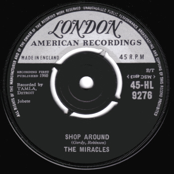 The British release, on the London American label.  Scan kindly provided by Gordon Frewin, reproduced by arrangement.