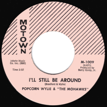 An alternate pressing - note the billing to 'Popcorn Wylie and the Mohawks'.  Scan kindly provided by Gordon Frewin, reproduced by arrangement.