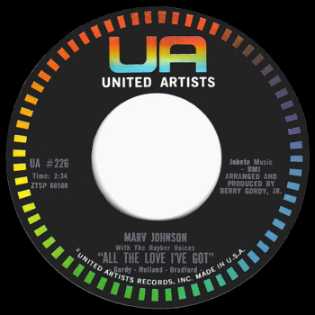 Marv Johnson's original version of the song, released on United Artists.  Scan kindly provided by Gordon Frewin, reproduced by arrangement.