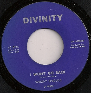 A different pressing on the rarer dark blue Divinity label stock. Scan kindly provided by Robb Klein, reproduced by arrangement.